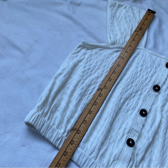 Madewell NWT Crinkle Knit Button Front Top Blouse Square Neck - Picture 13 of 13